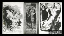 Tres carteles publicitarios: "Saxoléine, pétrole de Sûrete", "La Samaritaine"...