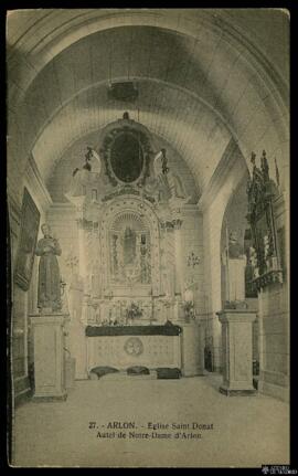 Tarjeta postal de detalle del Altar de Notre-Dame d'Arlon en la Iglesia de San Donato de Arlon ed...