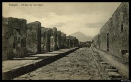 Tarjeta postal de la Strada di Mercurio de Pompeya editada por Domenico Trampetti en Nápoles