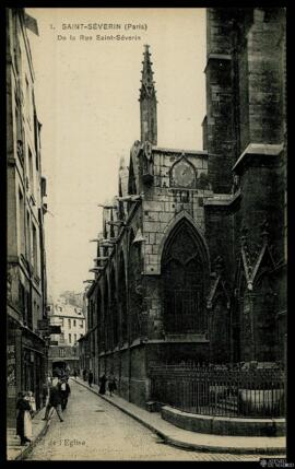 Tarjeta postal de de la rue Saint-Séverin en París editada por M. Le Deley en la misma ciudad