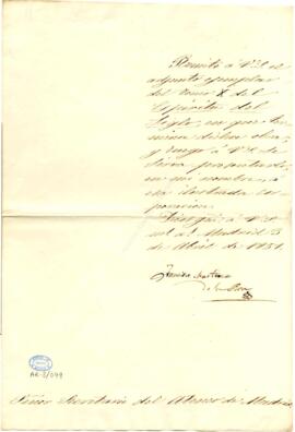 1851-04-03. Carta de Francisco Martínez de la Rosa