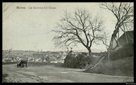 Tarjeta postal del Roble Tasso o Quercia del Tasso de Roma editada por V. A. T.
