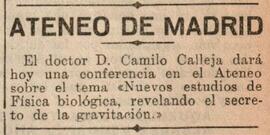 1930-05-07. Conferencia del doctor Camilo Calleja . El Liberal (Madrid)