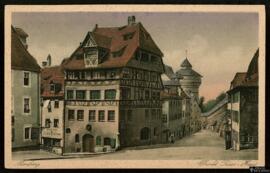 Tarjeta postal a color de vista exterior de la Casa de Alberto Durero o Albrecht Durer-Haus en Nú...