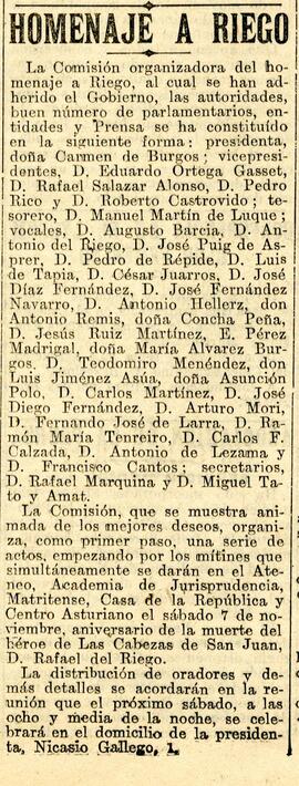 1931-10-29. Homenaje a Riego. El Liberal (Madrid)