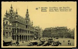 Tarjeta postal circulada del lado nordeste de la Grand'Place o Grote Markt de Bruselas editada po...