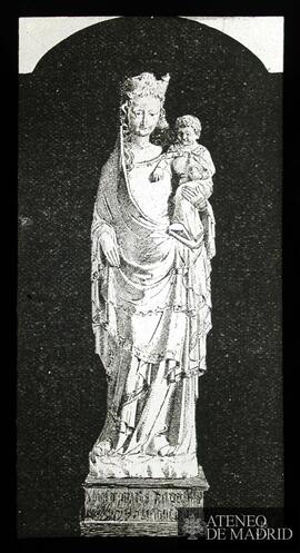 Placa de vidrio de dibujo de [la talla en mármol blanco de Santa María la Blanca, de la Iglesia d...
