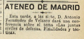 1931-05-19. Anuncio de conferencia de Antonio Fernández de Velasco. El Liberal (Madrid)