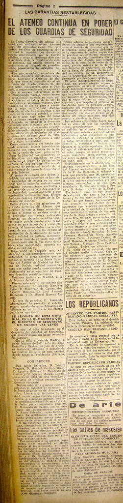 1931-02-13. El Ateneo continúa en poder de los guardias de seguridad. El Liberal (Madrid)
