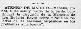 1932-01-03. Continúa la discusión de la Memoria de Rodolfo Reyes. Ahora (Madrid)
