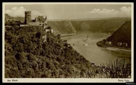 Tarjeta postal de vista panorámica del Castillo de Katz, cerca de Sankt Goarshausen, editada por ...