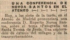 1931-11-21. Anuncio de la conferencia de Roberto Novoa Santos. El Liberal (Madrid)