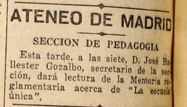 1931-06-23. Memoria de la Sección de Pedagogía, por José Ballester Gozalvo. El Liberal (Madrid)