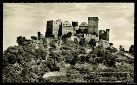 Tarjeta postal de fototipia de vista general del Castillo Schönburg en Oberwesel am Rhein editada...