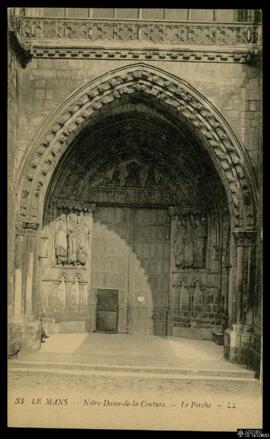 Tarjeta postal de vista exterior del Portal de la Iglesia de Notre-Dame de la Couture en Le Mans ...