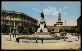 Tarjeta postal circulada a color del Foro Bonaparte y el Palazzo dell’Eden en Milán editada por L...