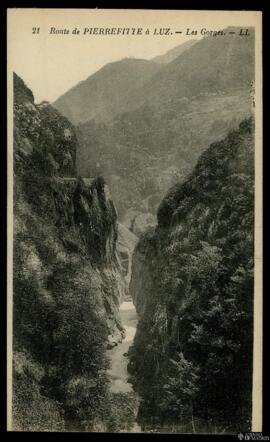 Tarjeta postal de vista del paisaje de los desfiladeros en la ruta de Pierrefitte-sur-Seine a Luz...