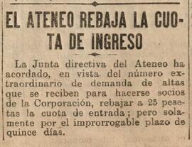 1930-02-15. El Ateneo rebaja la cuota de ingreso. El Liberal (Madrid)