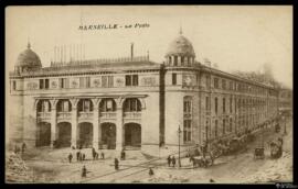 Tarjeta postal de vista exterior del edificio de Correos y Telégrafos de la rue Colbert de Marsella