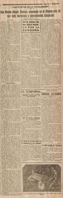 1930-05-31. Texto de la conferencia de Niceto Alcalá Zamora en el Ateneo de Madrid . El Liberal (...