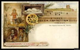 Tarjeta postal de composición de ilustraciones de las Catacumbas de San Calisto en la Via Appia A...