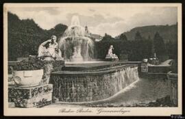 Tarjeta postal del jardín Göner-Anlage en Baden-Baden editada por B. Lehrburger