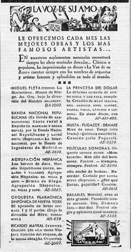 1931-06-06. Anuncio de la grabación musical del Canto Rural a España. Ahora (Madrid)