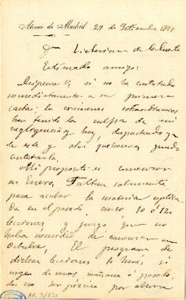 1897-09-29. Carta de Santiago Ramón y Cajal