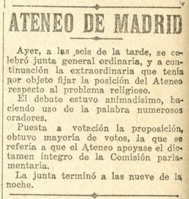 1931-10-13. Resultado de la Junta General sobre el problema religioso. El Liberal (Madrid)