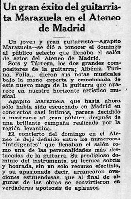 1931-12-17. Concierto del guitarrista Agapito Marazuela. Ahora (Madrid)