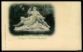 Tarjeta postal del monumento escultórico Eberhard-Denkmal en Stuttgard editada por el Verlag von ...