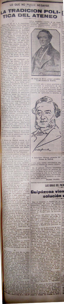 1931-03-07. "La tradición política del Ateneo I". El Liberal (Madrid)
