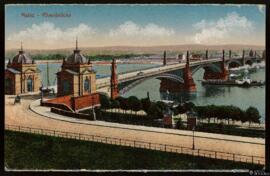 Tarjeta postal a color del Rheinbrücke de Maguncia editada por el Verlag von Karl Rud. Bremer &am...
