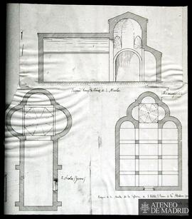 Planta y sección longitudinal de la iglesia de San Nicolás / San Juan de las Abadesas (Gerona). P...