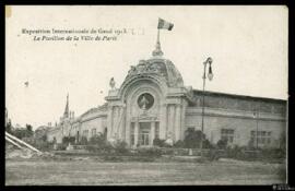 Tarjeta postal de vista exterior del Pabellón de París para la Exposición Universal de Gante de 1913