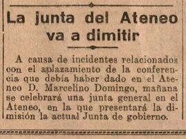1930-05-22. La Junta del Ateneo va a dimitir . El Liberal (Madrid)