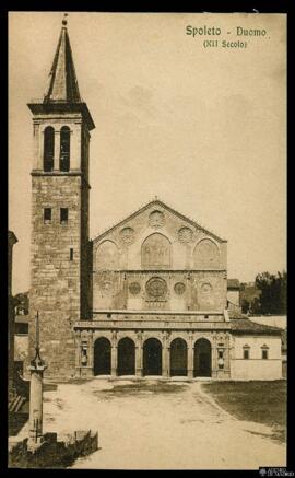 Tarjeta postal de vista exterior de Catedral de la Asunción de María de Spoleto editada por G. Ni...