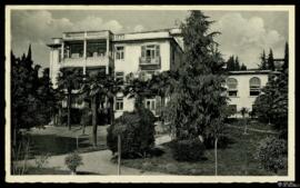 Tarjeta postal de vista exterior de la Pensione Hohl en Gardone Riviera