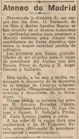 1930-06-05. Dimisión de dos cargos de la Junta de Gobierno. El Liberal (Madrid)