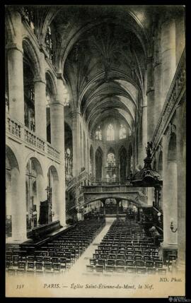 Tarjeta postal de vista interior de la Nave de la Église Saint-Etienne du Mont de París editada p...