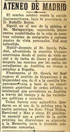 1931-12-24. Sesión de la Sección Iberoamericana. El Liberal (Madrid)