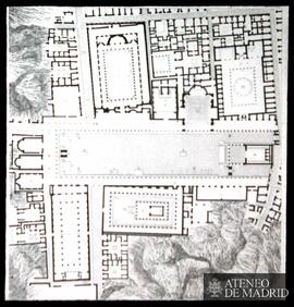 Pompeya. Planta del foro con los edificios circundantes: Templo de Apolo, Basílica, Templo de Júp...