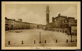 Tarjeta postal de la Piazza del Campo de Siena editada por Venturini en la misma ciudad.