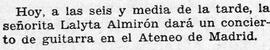 1931-04-29. Concierto de guitarra de Lalyta Almirón. Ahora (Madrid)
