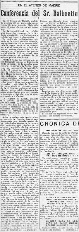 1931-07-15. Reseña de la conferencia de José Antonio Balbontín. El Liberal (Madrid)