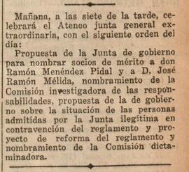 1930-07-04. Convocatoria de Junta general extraordinaria . El Liberal (Madrid)