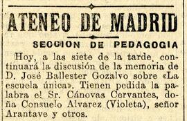 1931-12-05. Continúa la Memoria de la Sección de Pedagogía, por José Ballester Gozalvo. El Libera...