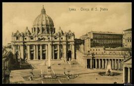 Tarjeta postal de vista exterior de la Basílica de San Pedro de la Ciudad del Vaticano en Roma