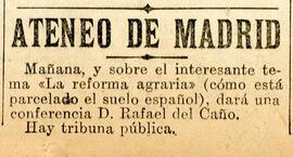 1931-08-16. Anuncio de la conferencia de  Rafael del Caño. El Liberal (Madrid)