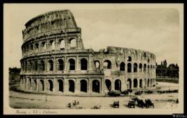 Tarjeta postal de vista exterior del Coliseo de Roma editada por Alberto Traldi en Milán